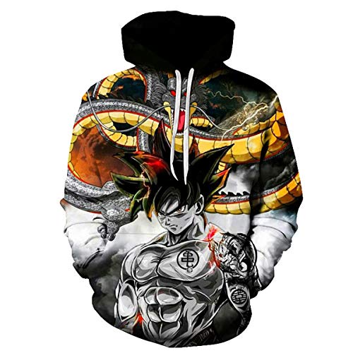 CHENMA Herren Japanischer Anime Cosplay Goku 3D-Druck Pullover Kapuzen-Sweatshirt mit Kängurutasche von CHENMA