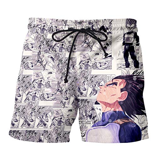 CHENMA Herren Cosplay Goku 3D-Druck Schnell Trocken Shorts Lounge Kordelzug Badehose Strand Shorts von CHENMA