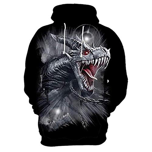 CHENMA Herren Drachen 3D-Druck Pullover Kapuzen-Sweatshirt Fleece gefüttert Winter Sweatshirt mit Känguru-Tasche (Etikett 3XL/EU XXL, Sommer/Farbe 1) von CHENMA