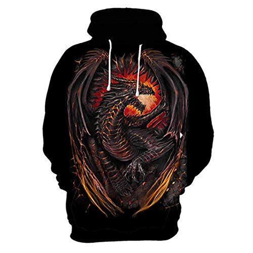 CHENMA Herren Drachen 3D-Druck Pullover Kapuzen-Sweatshirt Fleece gefüttert Winter Sweatshirt mit Känguru-Tasche (Etikett L/EU M, Sommer/Farbe 2) von CHENMA