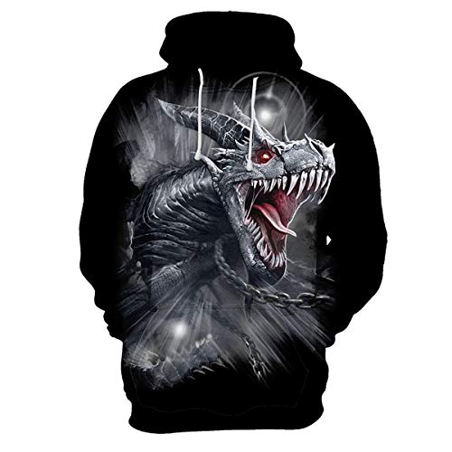 CHENMA Herren Drachen 3D-Druck Pullover Kapuzen-Sweatshirt Fleece gefüttert Winter Sweatshirt mit Känguru-Tasche von CHENMA