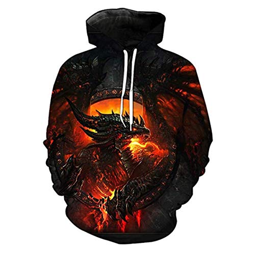 CHENMA Herren Drachen 3D-Druck Pullover Kapuzen-Sweatshirt Fleece gefüttert Winter Sweatshirt mit Känguru-Tasche von CHENMA