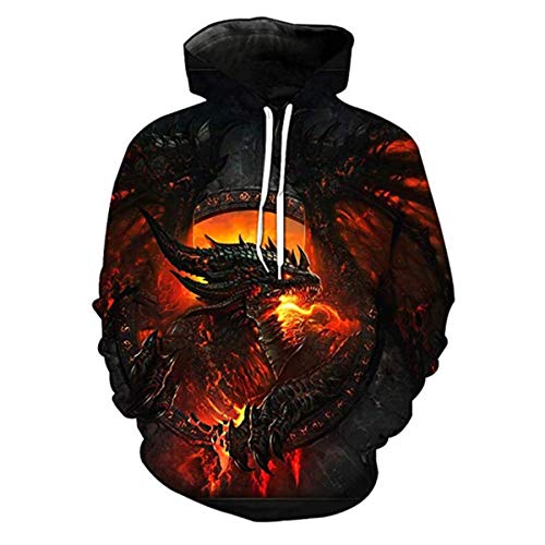 CHENMA Herren Drachen 3D-Druck Pullover Kapuzen-Sweatshirt Fleece gefüttert Winter Sweatshirt mit Känguru-Tasche (Etikett 3XL/EU XXL, Winter/Farbe 4) von CHENMA