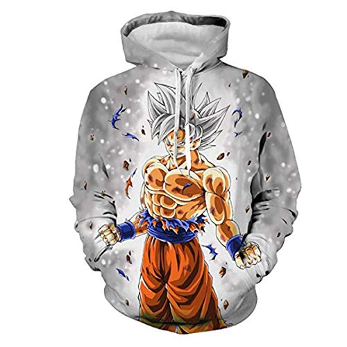 CHENMA Herren Japanischer Anime Cosplay Goku 3D-Druck Pullover Kapuzen-Sweatshirt mit Kängurutasche von CHENMA