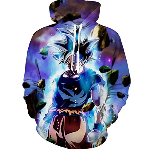 CHENMA Herren Japanischer Anime Cosplay Goku 3D-Druck Pullover Kapuzen-Sweatshirt mit Kängurutasche von CHENMA