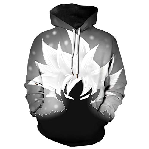 CHENMA Herren Japanischer Anime Cosplay Goku 3D-Druck Pullover Kapuzen-Sweatshirt mit Kängurutasche von CHENMA