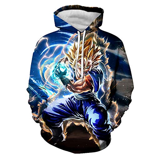 CHENMA Herren Japanischer Anime Cosplay Goku 3D-Druck Pullover Kapuzen-Sweatshirt mit Kängurutasche von CHENMA