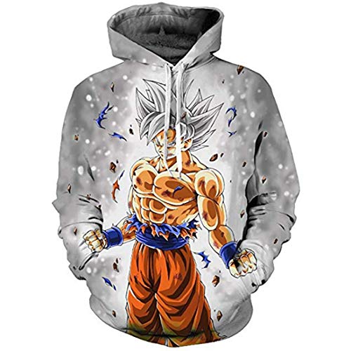 CHENMA Herren Japanischer Anime Cosplay Goku 3D-Druck Pullover Kapuzen-Sweatshirt mit Kängurutasche von CHENMA