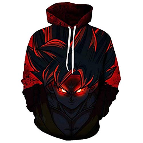 CHENMA Herren Japanischer Anime Cosplay Goku 3D-Druck Pullover Kapuzen-Sweatshirt mit Kängurutasche von CHENMA