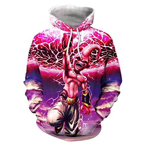 CHENMA Herren Japanischer Anime Cosplay Goku 3D-Druck Pullover Kapuzen-Sweatshirt mit Kängurutasche von CHENMA