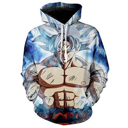 CHENMA Herren Japanischer Anime Cosplay Goku 3D-Druck Pullover Kapuzen-Sweatshirt mit Kängurutasche von CHENMA