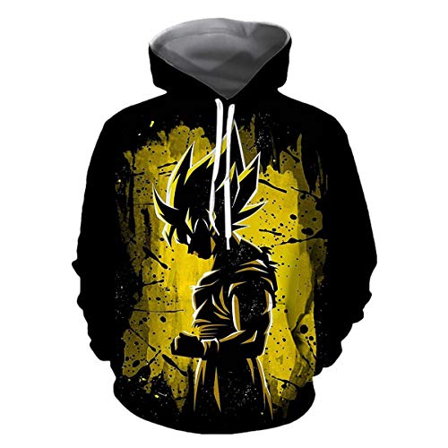 CHENMA Herren Japanischer Anime Cosplay Goku 3D-Druck Pullover Kapuzen-Sweatshirt mit Kängurutasche von CHENMA