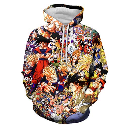 CHENMA Herren Japanischer Anime Cosplay Goku 3D-Druck Pullover Kapuzen-Sweatshirt mit Kängurutasche von CHENMA