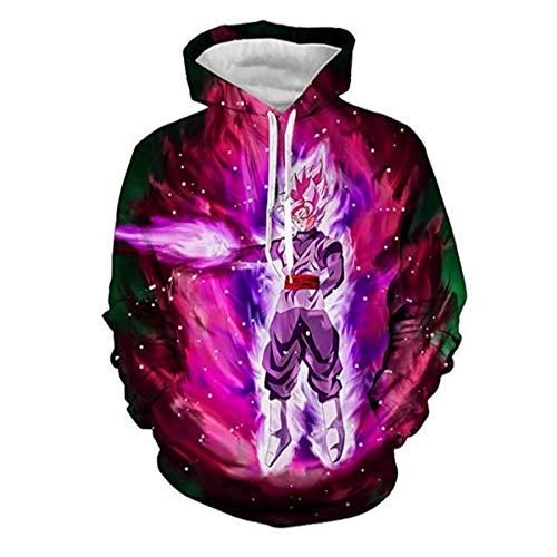 CHENMA Herren Japanischer Anime Cosplay Goku 3D-Druck Pullover Kapuzen-Sweatshirt mit Kängurutasche von CHENMA