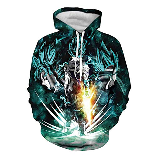 CHENMA Herren Japanischer Anime Cosplay Goku 3D-Druck Pullover Kapuzen-Sweatshirt mit Kängurutasche von CHENMA