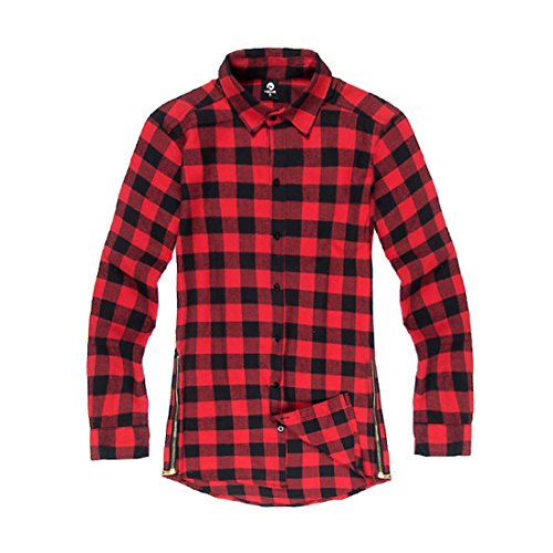 CHENMA Herren Lange Ärmel Taste gedrückt Plaid Flanell Ärmelloses Hipster Shirt von CHENMA