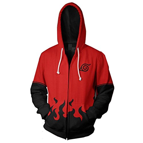 CHENMA Herren Anime Kakashi Itachi Akatsuki Langarm Bomberjacke mit durchgehendem Reißverschluss mit Kapuze jacke von CHENMA