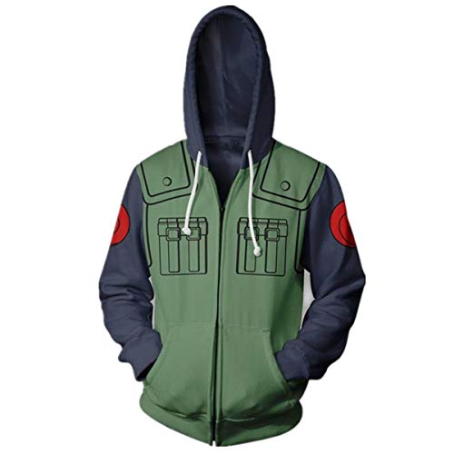 CHENMA Herren Anime Kakashi Itachi Akatsuki Langarm Bomberjacke mit durchgehendem Reißverschluss mit Kapuze jacke von CHENMA