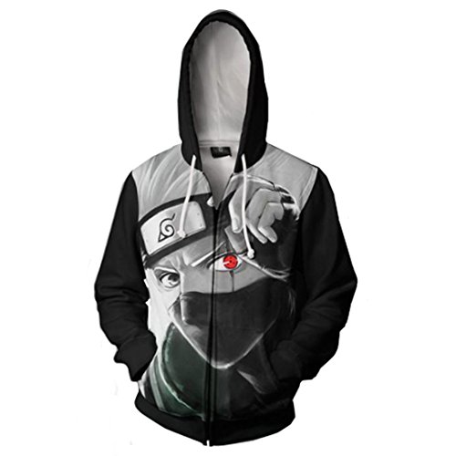 CHENMA Herren Anime Kakashi Itachi Akatsuki Langarm Bomberjacke mit durchgehendem Reißverschluss mit Kapuze jacke von CHENMA