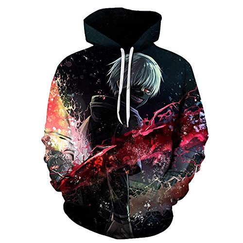 CHENMA Herren Tokyo Ghoul 3D-Druck Pullover Hoodie Sweatshirt mit Känguru-Tasche von CHENMA