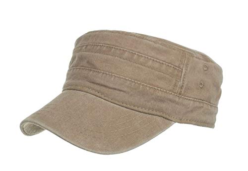 CHENNUO Army Cap Herren Military Stil Baseball Cap Baumwoll Kappe Schirmmütze Baseballmütze (Beige) von CHENNUO