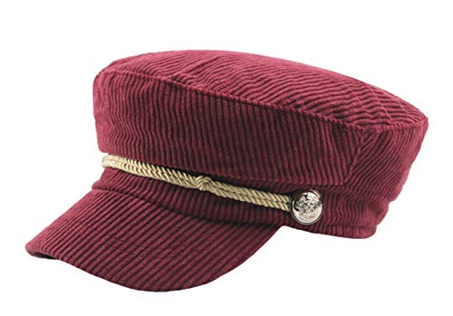 CHENNUO Army Military Cap Damen Vintage Baumwolle Schirmmütze Barett Kapitänsmütze (Rot) von CHENNUO