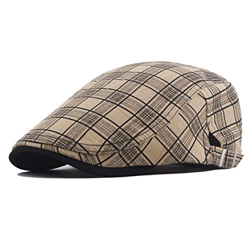 CHENNUO Barett Tartan Cap Damen Sommer Ivy Flatcap Schiebermütze Herren Schirmmützen Kappe (Beige)… von CHENNUO