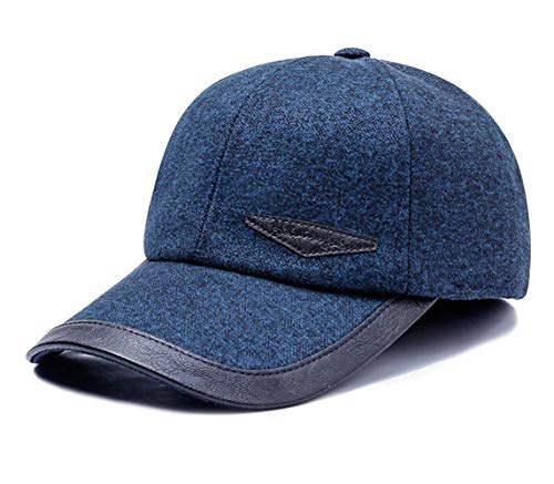 CHENNUO Baseball Kappe Herren Mütze Schirmmütze Wärmer Winter Caps mit Ohrenklappen (Blau) von CHENNUO