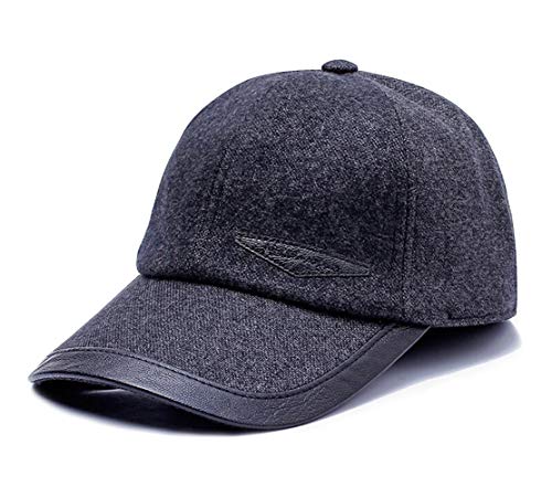 CHENNUO Baseball Kappe Herren Mütze Schirmmütze Wärmer Winter Caps mit Ohrenklappen (Dunkel grau) von CHENNUO