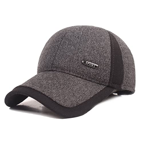CHENNUO Basecap Winter Herren Baseball-Cap Schirmmütze with Ohrenklappen (Grau) von CHENNUO