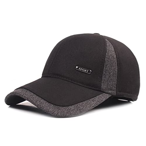 CHENNUO Basecap Winter Herren Baseball-Cap Schirmmütze with Ohrenklappen (Schwarz) von CHENNUO