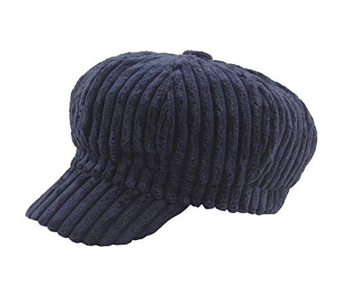 CHENNUO Damen Cordhut Schirmmütze Beret Mütze mit Schild Cabbie Hut Ballonmütze Warme Winter Kappe (Blau) von CHENNUO