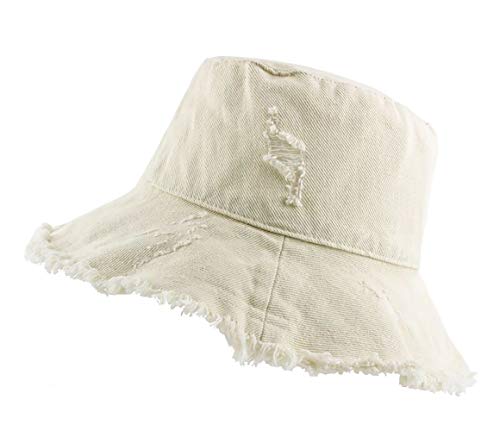 Chennuo Damen Fischerhut Sommerhut Faltbare Sonnenhut Baumwolle Buschhut Bucket Hat Strandhut (Beige) von Chennuo