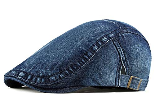 Denim Schiebermütze Herren & Damen Sommer Flatcap Barett Schirmmütze Sportmütze (Dunkelblau) von CHENNUO