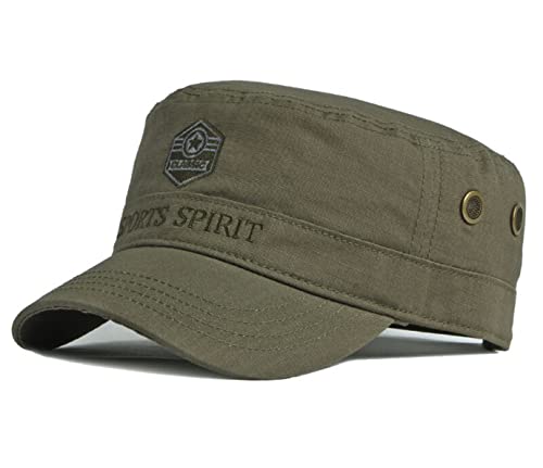 CHENNUO Herren Military Army Cap Klassisch Militär Stil Flat Top Baseballcap Wandern Sport Kappe (Armee grün) von CHENNUO