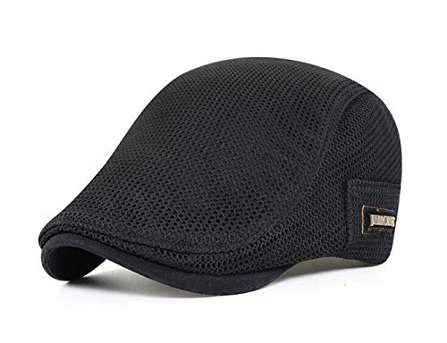 CHENNUO Herren Schirmmütze Sommer Kappe Flatcap Sonnenschutz Hut Schiebermütze 5 Farben (Schwarz) von CHENNUO