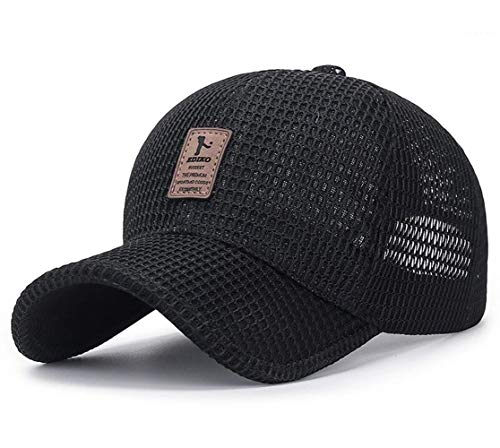 CHENNUO Mesh Cap Basecap Herren Kappe Baseball Cap Leicht Sport Laufmütze 4 Farben (Schwarz) von CHENNUO