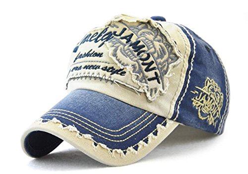 CHENNUO Modisch Letter Patch Baseball Cap Einstellbar Baumwolle Kappe für Lässig Sport (Blau) von CHENNUO