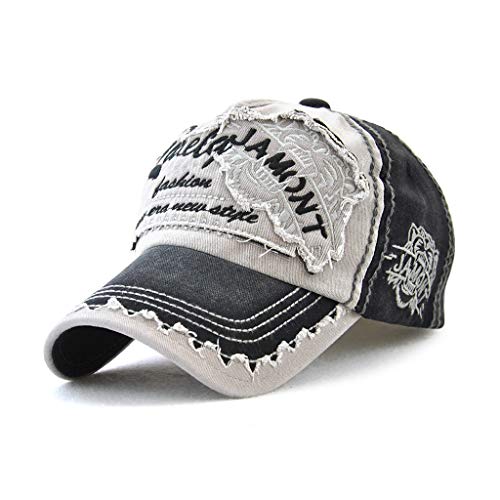 CHENNUO Modisch Letter Patch Baseball Cap Einstellbar Baumwolle Kappe für Lässig Sport (Schwarz) von CHENNUO