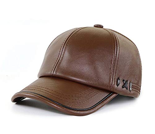 CHENNUO PU Leder Cap Basecap Herren Herbst Winter Baseballmütze Kappe (Braun) von CHENNUO