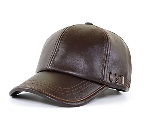 CHENNUO PU Leder Cap Basecap Herren Herbst Winter Baseballmütze Kappe (Dunkelbraun) von CHENNUO