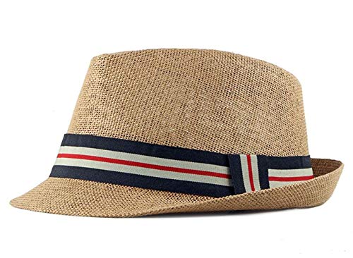 CHENNUO Panamahüte Fedora Hut Trilby Strohhut Herren & Damen Sommerhut Beach Hut Sonnenhut (Khaki) von CHENNUO