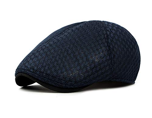 CHENNUO Schiebermütze Flatcap Herren Sommer Schirmmützen Atmungsaktive Kappe Cabbie Hut (Blau) von CHENNUO