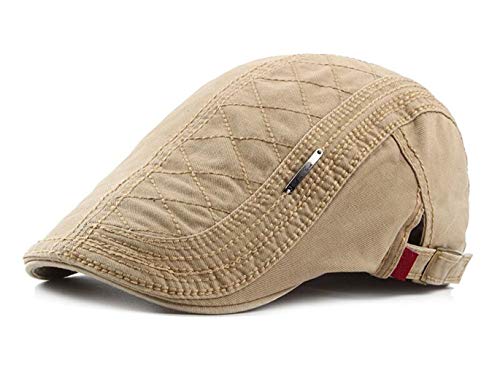 CHENNUO Schiebermütze Gatsby Newsboy Herrenflatcap Baumwoll Schirmmütze Sportmütze Kappe (Beige) von CHENNUO