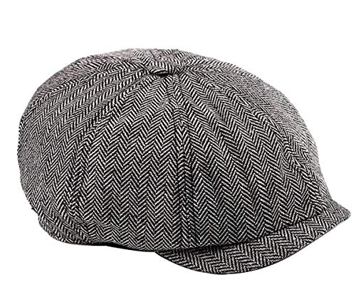 CHENNUO Schiebermütze Gatsby Newsboy Mützen Herren Flatcap Schirmmützen Golfermütze (Grau) von CHENNUO