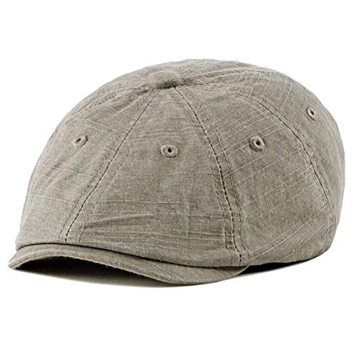 CHENNUO Schiebermütze Gewaschene Baumwolle 8 Panel Flat Cap Barette Herren Newsboy Hat (Beige) von CHENNUO