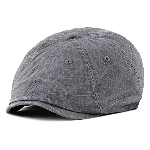 CHENNUO Schiebermütze Gewaschene Baumwolle 8 Panel Flat Cap Barette Herren Newsboy Hat (Grau) von CHENNUO