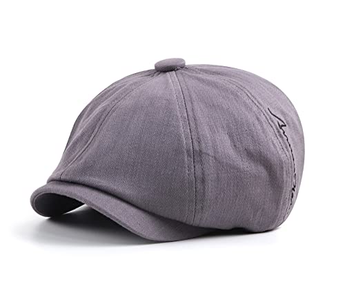 CHENNUO Schirmmütze Gatsby Barett Cap Newsboy Flat Cap 8 Panel Herren Schiebermütze (Grau) von CHENNUO