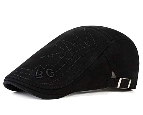 CHENNUO Schirmmütze Herren Schiebermütze Sommer Flatcap Sportmütze Kappe Newsboy Cap (Schwarz) von CHENNUO