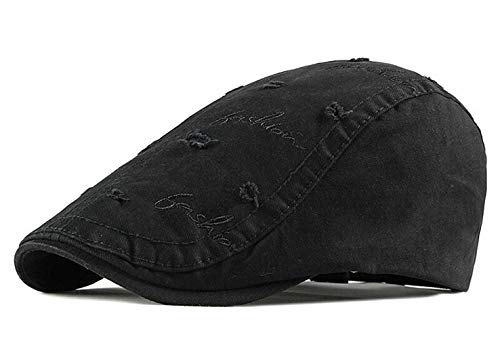 CHENNUO Schirmmützen Herren Flatcap Beret ivy Newsboy Cap Gatsby Cabbie Schiebermütze (Schwarz-2) von CHENNUO